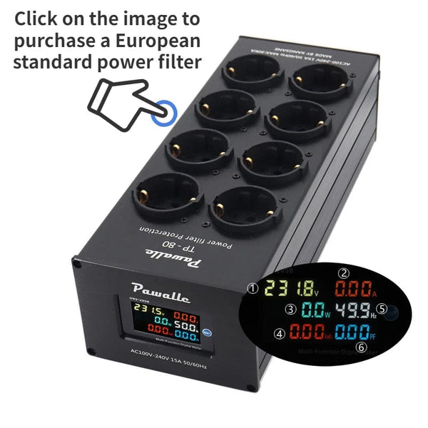 Planet Gates yellow black 3000W 15A Audio AC Power Filter Power Socket LED Digital Display Audio Noise Filter Lightning Protection Palivens P20