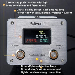 Planet Gates yellow black 3000W 15A Audio AC Power Filter Power Socket LED Digital Display Audio Noise Filter Lightning Protection Palivens P20