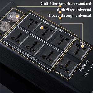 Planet Gates yellow black 3000W 15A Audio AC Power Filter Power Socket LED Digital Display Audio Noise Filter Lightning Protection Palivens P20
