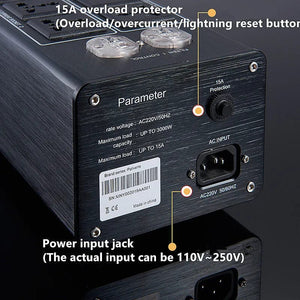 Planet Gates yellow black 3000W 15A Audio AC Power Filter Power Socket LED Digital Display Audio Noise Filter Lightning Protection Palivens P20