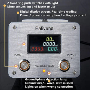 Planet Gates yellow black 3000W 15A Audio AC Power Filter Power Socket LED Digital Display Audio Noise Filter Lightning Protection Palivens P20
