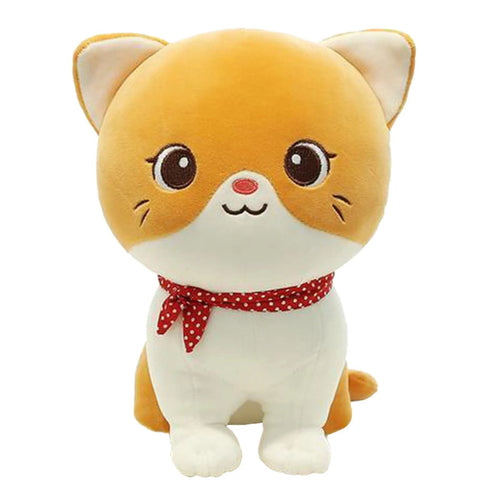Planet Gates Yellow Cat / CHINA Cartoon Cat Plush Doll Cute Stuffed Kitten Rag Toy Elastic Soft Sofa Cushion Bedside Gift For Kids Girls 24cm