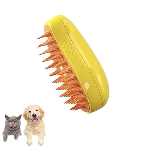 Planet Gates Yellow Cat Dog Steamy Brush Steam Brush Electric Sprayer for Massage Pet Grooming tool Shedding 3 in 1 Electric Sprays Massage Combs