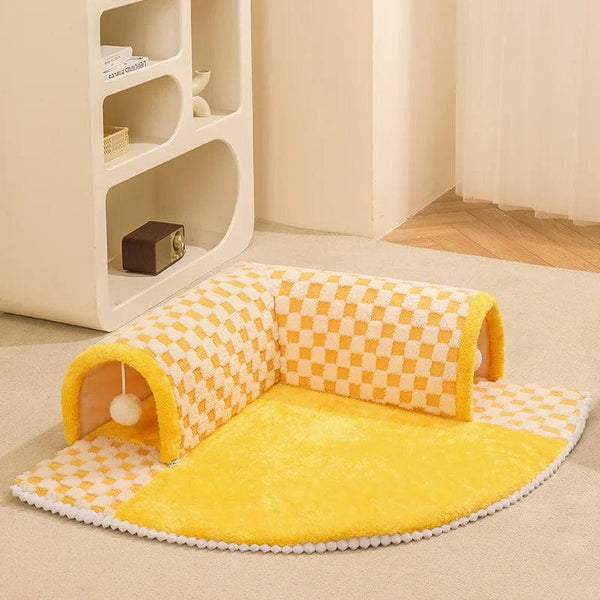 Planet Gates Yellow cheese / 60x60x22cm / CHINA Tunnel Cat Nest Winter Warm Can Be Disassembled and Washed Cat Bed Cat Escape House Enclosed Cat House Autumn and Winter Cat Mat