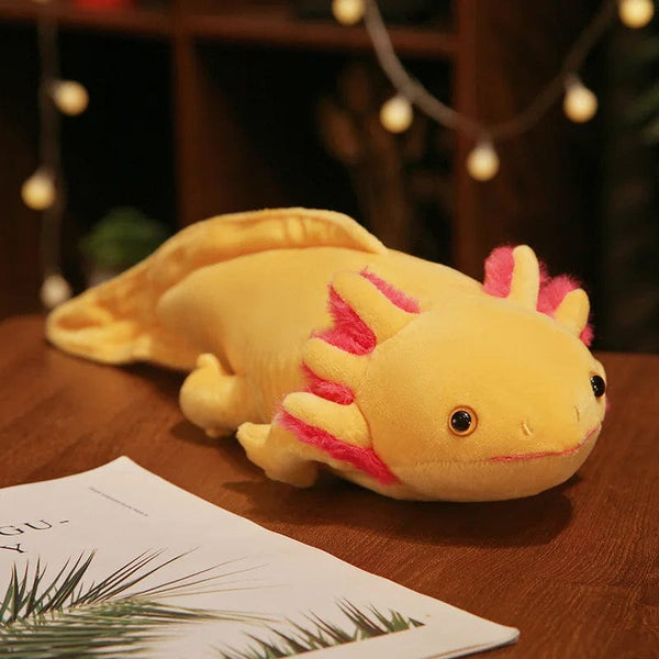 Planet Gates yellow / CHINA / 45cm 23-80cm Kawaii Colorful Newt Plush Toy Stuffed Cute Axolotl Salamander Fuzzy Plush Fish Appeasing Long Pillow Cushion Kids Gift