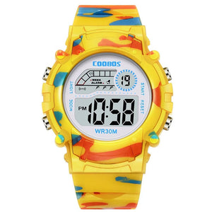 Planet Gates Yellow COOBOS Kids Watch Camouflage Sports Electronic Digital Watch Waterproof Multi-function LED Watch For Boys Girls Children Watch