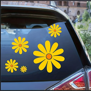 Planet Gates Yellow Daisy Pattern Car Stickers Set, Including Five Pieces, High Quality And Affordable, Currently Very Popular, For Warm And Cozy Families