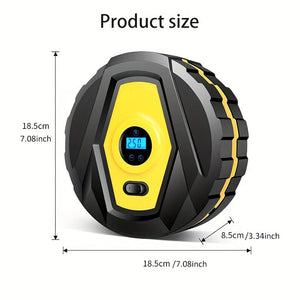 Planet Gates Yellow DC12v Wired Car Tire Inflator Pump, Preset Tire Pressure Fully Self Stop Detect Tire Pressure With Digital Display And Lighting, Perfect For Cars