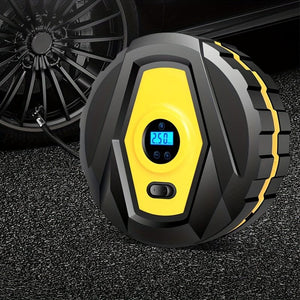 Planet Gates Yellow DC12v Wired Car Tire Inflator Pump, Preset Tire Pressure Fully Self Stop Detect Tire Pressure With Digital Display And Lighting, Perfect For Cars