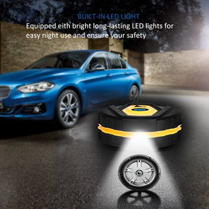 Planet Gates Yellow DC12v Wired Car Tire Inflator Pump, Preset Tire Pressure Fully Self Stop Detect Tire Pressure With Digital Display And Lighting, Perfect For Cars