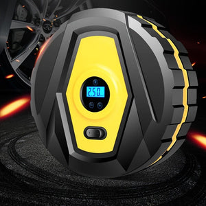 Planet Gates Yellow DC12v Wired Car Tire Inflator Pump, Preset Tire Pressure Fully Self Stop Detect Tire Pressure With Digital Display And Lighting, Perfect For Cars