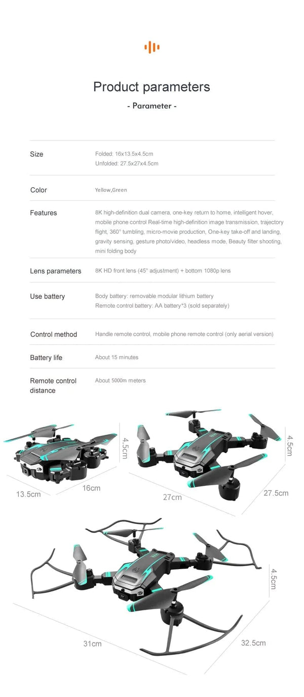Planet Gates Yellow Dual 4K-1B Xiaomi Mijia G6Pro Drone Professional 8K GPS HD Dual Camera 5G Obstacle Avoidance Optical Flow Positioning Brushless Upgraded RC