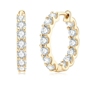 Planet Gates Yellow Gold IOGOU Hoops 100% 925 Sterling Silver Real 3mm Moissanite Stud Earrings For Women Sparkling Jewelry Gifts with GRA Certificate