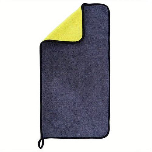 Planet Gates Yellow Gray 30*60cm / 1pc High-density Car Wash Towel, Coral Fleece Double-sided Thickened Car Towel, Absorbent Glass Cleaning Towel, Multi-functional Towel