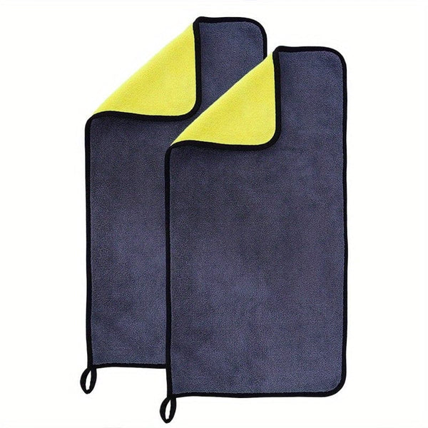 Planet Gates Yellow Gray 30*60cm / 2pcs High-density Car Wash Towel, Coral Fleece Double-sided Thickened Car Towel, Absorbent Glass Cleaning Towel, Multi-functional Towel