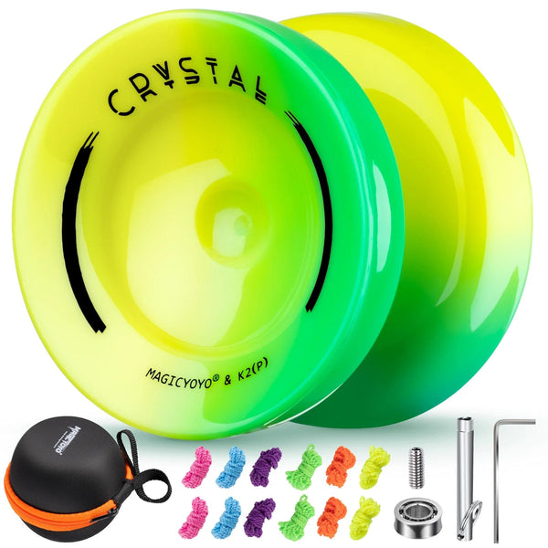 Planet Gates Yellow Green / CHINA MAGICYOYO Crystal Yoyo K2, Professional Responsive Yoyo for Kids Beginners, Dual Purpose Yo-Yo for Advanced + Unresponsive Yo Yo