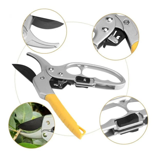 Planet Gates Yellow Handle Effort-saving Pruning Scissors Professional Fruit Tree Gardening Pruning Branch Pruning Shears Thick Branch Scissors