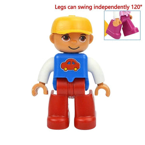 Planet Gates Yellow Hat Boy Figures Dolls Big Size Building Blocks Family Action Workers Doctor Police Farmer Compatible Large Bricks Duploes Kid Toys