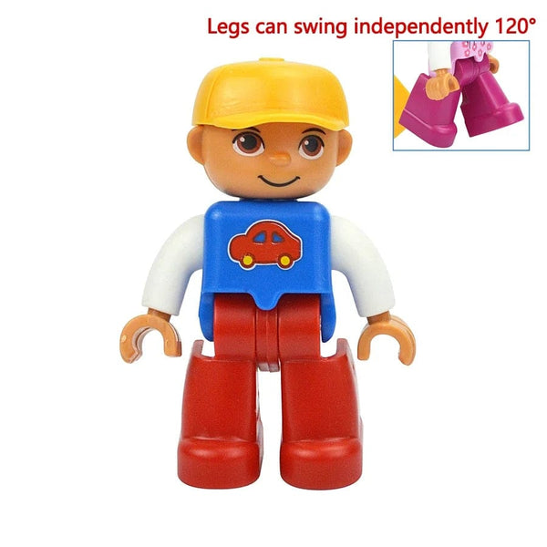 Planet Gates Yellow Hat Boy Figures Dolls Big Size Building Blocks Family Action Workers Doctor Police Farmer Compatible Large Bricks Duploes Kid Toys