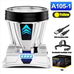 Planet Gates yellow light 1000m High-beam Headlight Flashlight Headlamp rechargeabl waterproof Emergency Cycling Camping