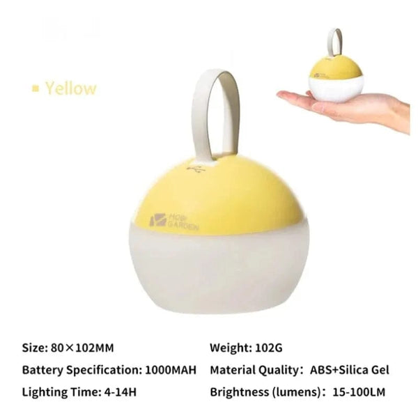 Planet Gates YELLOW MOBI GARDEN Camping Ran Camp Lighting LED Lantern Rechargeable Portable