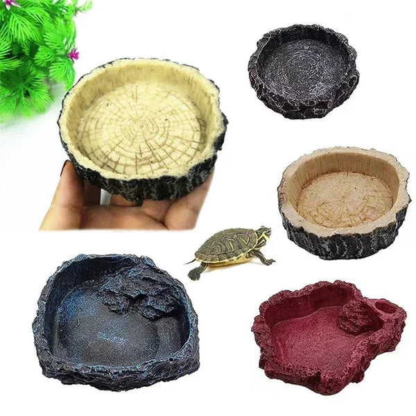Planet Gates Yellow Pet Reptile Feeder Bowl Resin Aquarium Basin Food Water Pot Reptile Turtle Tortoise Scorpion Lizard Crabs Supplies Dropshipping
