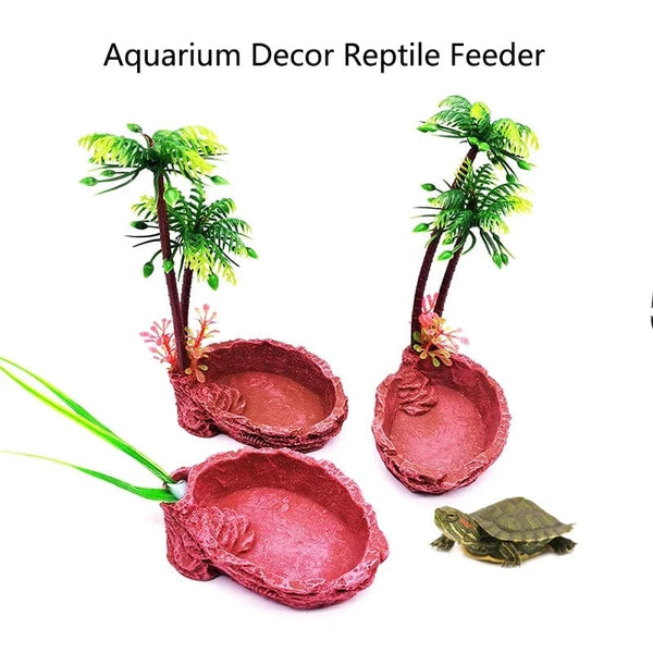 Planet Gates Yellow Pet Reptile Feeder Bowl Resin Aquarium Basin Food Water Pot Reptile Turtle Tortoise Scorpion Lizard Crabs Supplies Dropshipping