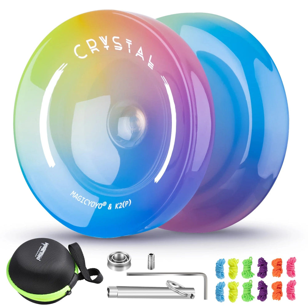Planet Gates Yellow Pink Blue / CHINA MAGICYOYO Crystal Yoyo K2, Professional Responsive Yoyo for Kids Beginners, Dual Purpose Yo-Yo for Advanced + Unresponsive Yo Yo