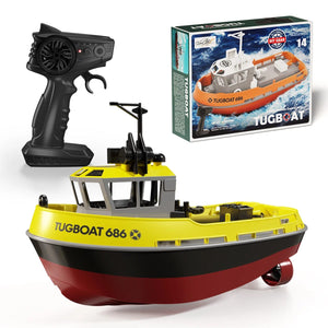 Planet Gates Yellow RC Tugboat 2.4G Remote Control Ship Dual Motor Power Proportionally Adjustable Steering Sealed Waterproof Structure Speed Boat