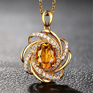 Planet Gates Yellow Real 18K Gold 2 Carats Topaz Pendant Women Luxury Yellow Gemstone 18 K Gold Necklace Crystal Jewelry Pendant Womens Accessoires
