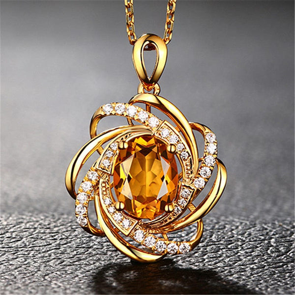 Planet Gates Yellow Real 18K Gold 2 Carats Topaz Pendant Women Luxury Yellow Gemstone 18 K Gold Necklace Crystal Jewelry Pendant Womens Accessoires