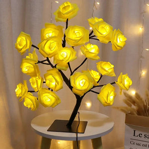 Planet Gates yellow rose LED Rose Flower Table Lamp USB Christmas Tree Fairy Lights Night Lights Home Party Wedding Bedroom Decoration Mother's Day Gift