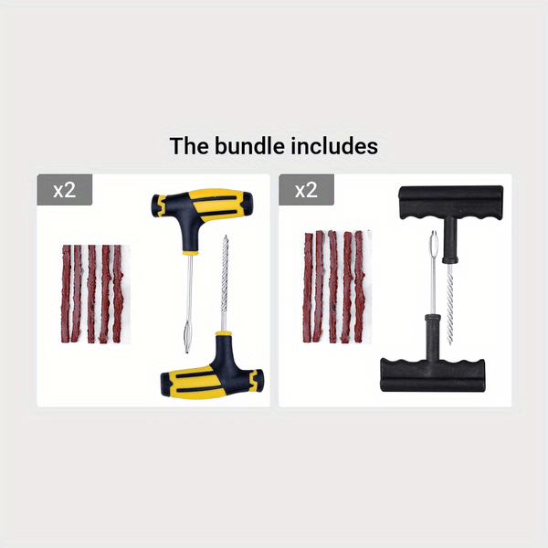 Planet Gates Yellow Set*2+Black Set*2 Complete Car & Motorcycle Tire Repair Tool Kit - Fix Punctures & Replace Tires Easily!