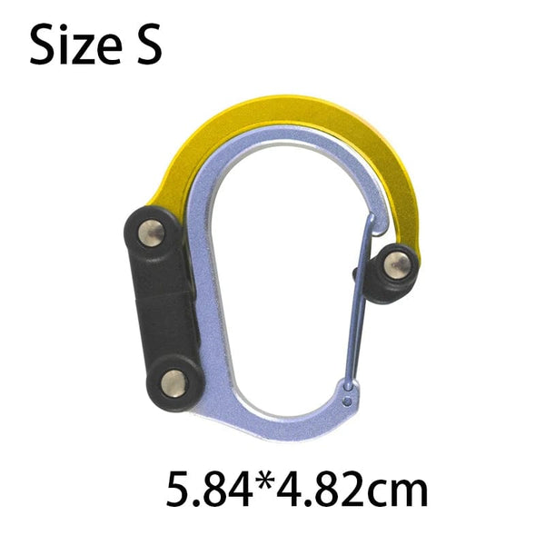Planet Gates yellow size S Multifunctional Hybrid Gear Clip Carabiner 360 Degree Rotating Hook Strong Buckle Camping Hiking Travel Backpack Outdoor Gadget