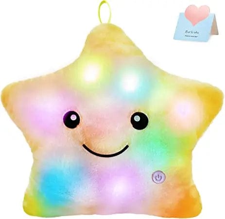 Planet Gates Yellow-Star 34CM Creative Toy Luminous Pillow Soft Stuffed Plush Glowing Colorful Stars Cushion Led Light Toys Gift For Kids Children Girls