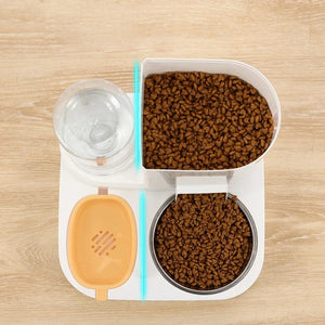Planet Gates Yellow steel bowl Large Capacity Automatic Cat Food Dispenser Drinking Water Bowl Pet Supplies Wet and Dry Separation Dog Food Container