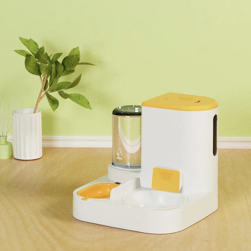 Planet Gates Yellow steel bowl Large Capacity Automatic Cat Food Dispenser Drinking Water Bowl Pet Supplies Wet and Dry Separation Dog Food Container