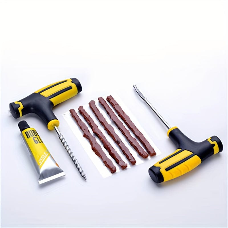 Planet Gates Yellow Suit Car Tire Repair Kit, Tubeless Tire Piercing Repair Kit, Nail Tool Set, Drag Replacement Tool Motorcycle Repair Tool