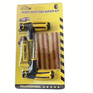 Planet Gates Yellow Suit Car Tire Repair Kit, Tubeless Tire Piercing Repair Kit, Nail Tool Set, Drag Replacement Tool Motorcycle Repair Tool