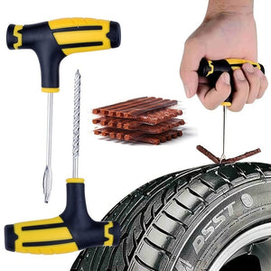 Planet Gates Yellow Suit Car Tire Repair Kit, Tubeless Tire Piercing Repair Kit, Nail Tool Set, Drag Replacement Tool Motorcycle Repair Tool