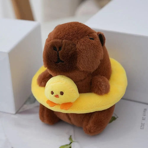 Planet Gates YELLOW Swimming Ring Capybara Plush Capybara Keychain Stuffed Animals Cute Toy Capybara Bag Pendant Headgear Capybara Doll