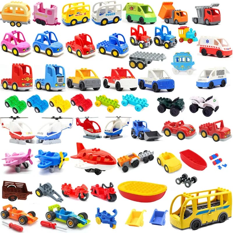 Planet Gates Yellow truck Large Building Blocks Car Model Children's Urban Traffic Accessories Assembled Toy Car Chassis Boat Motorcycle Compatible Duploe