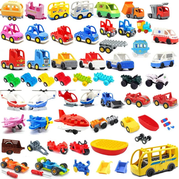 Planet Gates Yellow truck Large Building Blocks Car Model Children's Urban Traffic Accessories Assembled Toy Car Chassis Boat Motorcycle Compatible Duploe