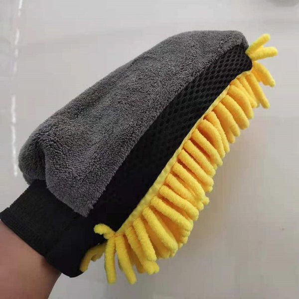 Planet Gates Yellow Waterproof Car Wash Microfiber Chenille Gloves Thick Car Cleaning Mitt Wax Detailing Brush Auto Care Double-faced Glove