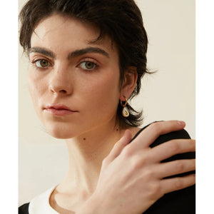 Planet Gates YH019A Yhpup Golden Avocado Drop Stainless Steel Fruit Huggie Hoop Earrings for Women Natural Shell Fashion Charm Cute Jewelry Gift