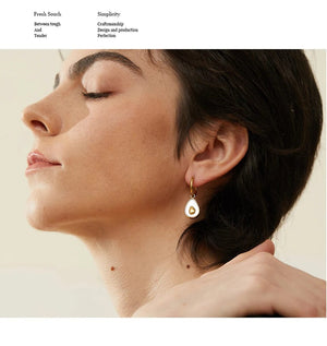 Planet Gates YH019A Yhpup Golden Avocado Drop Stainless Steel Fruit Huggie Hoop Earrings for Women Natural Shell Fashion Charm Cute Jewelry Gift