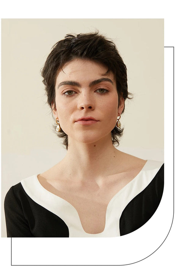 Planet Gates YH019A Yhpup Golden Avocado Drop Stainless Steel Fruit Huggie Hoop Earrings for Women Natural Shell Fashion Charm Cute Jewelry Gift