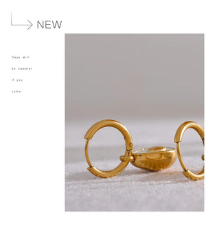 Planet Gates YH019A Yhpup Golden Avocado Drop Stainless Steel Fruit Huggie Hoop Earrings for Women Natural Shell Fashion Charm Cute Jewelry Gift