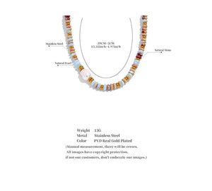 Planet Gates YH1895A Yhpup Trendy Natural Stone Freshwater Pearl Collar Chain Necklace Stainless Steel Handmade Stylish Beads Jewelry Bijoux Gift