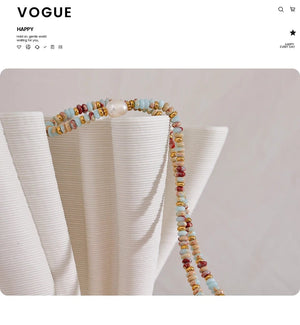 Planet Gates YH1895A Yhpup Trendy Natural Stone Freshwater Pearl Collar Chain Necklace Stainless Steel Handmade Stylish Beads Jewelry Bijoux Gift